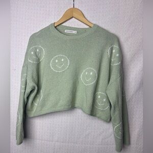 moon &‎ madison Mint Smiley Face Sweater